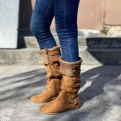 Bottes Cuir Laine Hautes