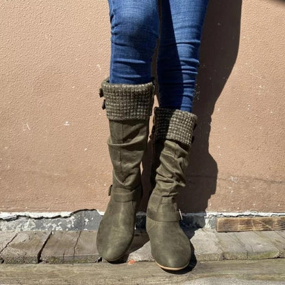 Bottes Cuir Laine Hautes
