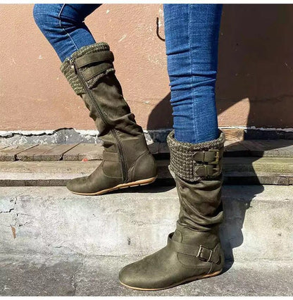 Bottes Cuir Laine Hautes