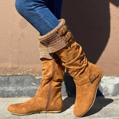 Bottes Cuir Laine Hautes